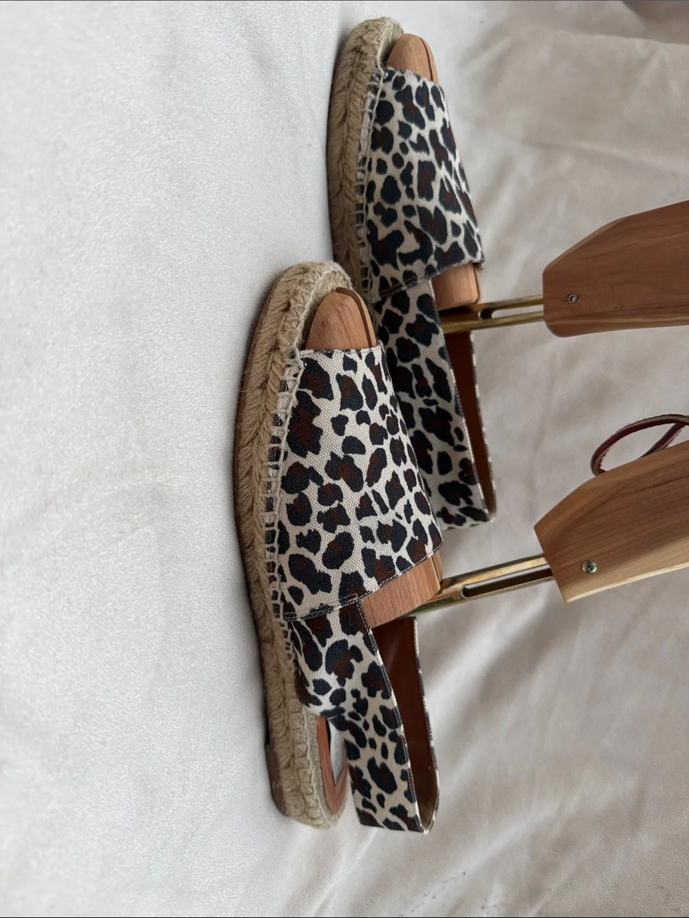 Stella McCartney Brown and White Leopard Espadrille Slides